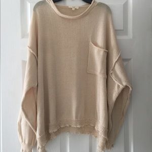 Easel distressed cream sweater